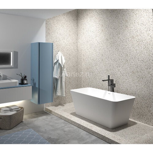 Ванна из искусственного камня Azario ESMONT 1700х780х530 свободностоящая белая матовая, с белым мато