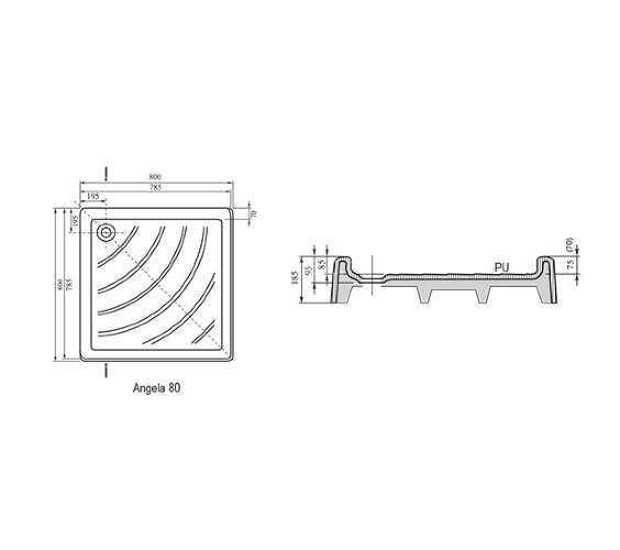 Душевой поддон Ravak ANGELA-80 PU белый