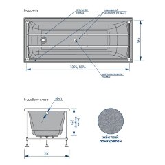Ванна акриловая Loranto MILTON 1700х700, белая