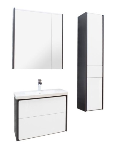 Z_RONDA Шкаф зеркальный 700 мм, белый глянец/антрацит