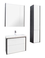 Z_RONDA Шкаф зеркальный 700 мм, белый глянец/антрацит