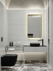 Зеркало AZARIO INCANTO 600х1000 бесконтактный сенсор, подсветка с диммером, цвет золото (LED-0000255