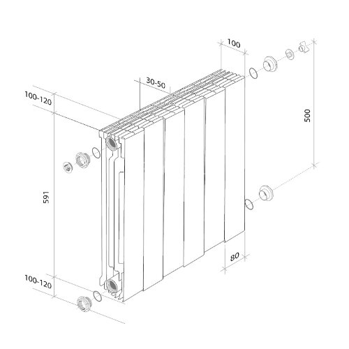 Биметаллический радиатор Royal Thermo PianoForte  500/100-6 (NoirSable)