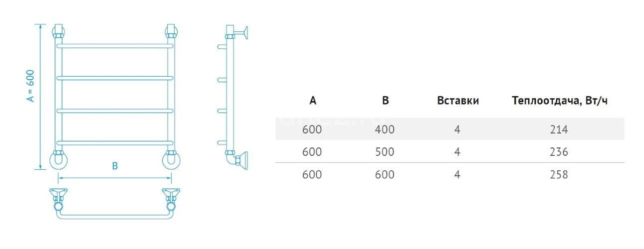 Полотенцесушитель водяной Маргроид Лесенка "Вид 8" без полки 60х50 (комплект), хром
